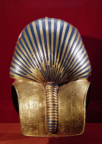 The back of the gold mask, from the Treasure of Tutankhamun by Egyptian 18th Dynasty