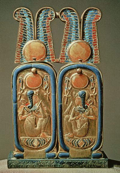 Unguent box in the form of a double royal cartouche, from the tomb of Tutankhamun by Egyptian 18th Dynasty