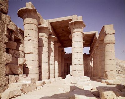 Columns with Papyrus Shafts and Lotus Capitals in the Great Hypostyle Hall, New Kingdom by Egyptian 19th Dynasty