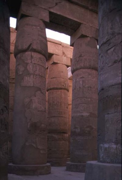 Papyrus Columns with Bud Capitals in the Hypostyle Hall of the Temple of Amun, New Kingdom by Egyptian 19th Dynasty