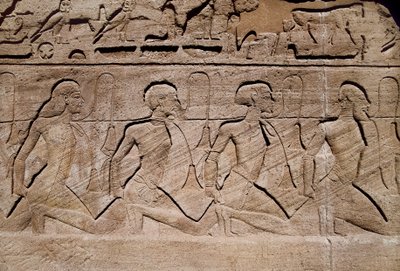 Prisoners Illustrating the Victories of Pharaoh Ramses II, Bas Relief at the Entrance of the Great Temple of Ramses II, Egypt, Abu Simbel by Egyptian 19th Dynasty
