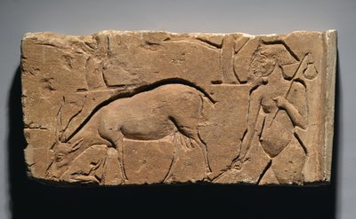 Relief Depicting a Goatherd with a Goat and Trees, possibly from Tell el-Amarna, New Kingdom, 1350-1333 BC by Egyptian 19th Dynasty