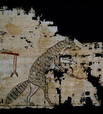 Papyrus Depicting Satirical Scene (detail) by Egyptian 20th Dynasty