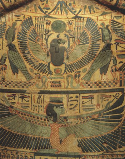 Mummy cover with winged divinity protecting scarab, symbol of eternity by Egyptian 22nd Dynasty