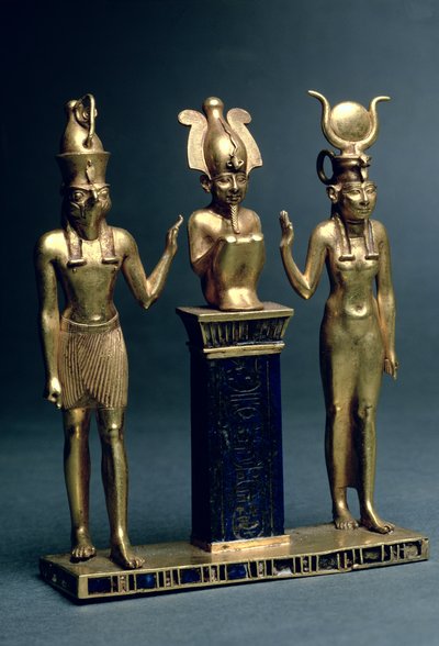 Triad of Osorkon II: Osiris flanked by Isis and Horus, Third Intermediate Period, c.874-850 BC by Egyptian 22nd Dynasty