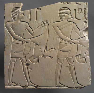 Prophet and Lector-Priest with Offerings of Live Geese by Egyptian 26th Dynasty