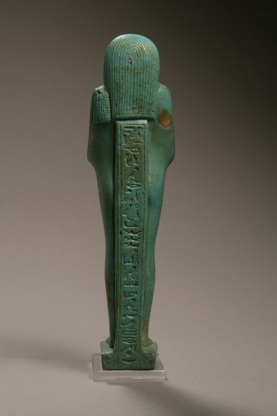 Rear View of an Ushabti Figure for Hekaemsaf, Admiral of the Fleet, Reign of Amasis, 570-526 BC by Egyptian 26th Dynasty