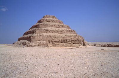 View of the Pyramid of Sakkarah, constructed by Imhotep for King Djeser (around 2700 BC), Saqqarah, Egypt by Egyptian 3rd Dynasty