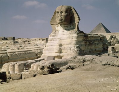 View from the north east of the Sphinx, dating from the reign of King Chephren, Old Kingdom by Egyptian 4th Dynasty