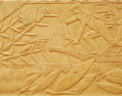 Fishing scene, from the Mastaba of Kagemni, Old Kingdom by Egyptian 6th Dynasty