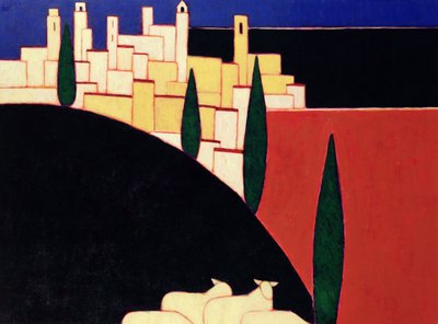 San Gimignano with Sheep, 1999 by Eithne Contemporary Artist Donne