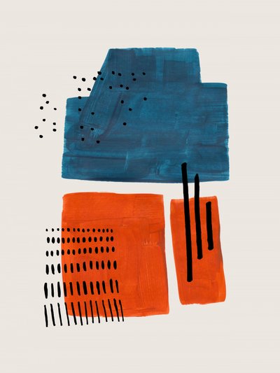 Abstract Shapes Blue Orange by Ejaaz Haniff