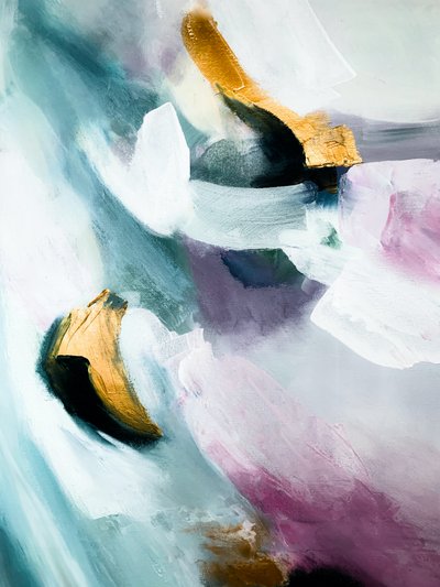 Golden Teal Abstract Flow by Ejaaz Haniff