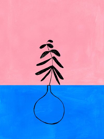 Minimal Pink Blue Plant by Ejaaz Haniff