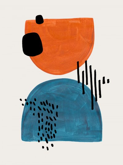 Orange Blue Abstract Shapes by Ejaaz Haniff