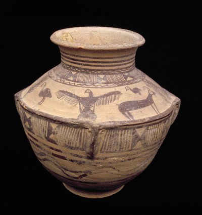 Vessel depicting an open-winged bird of prey and other animals, Fasa Ware, c.2000 BC by Elamite