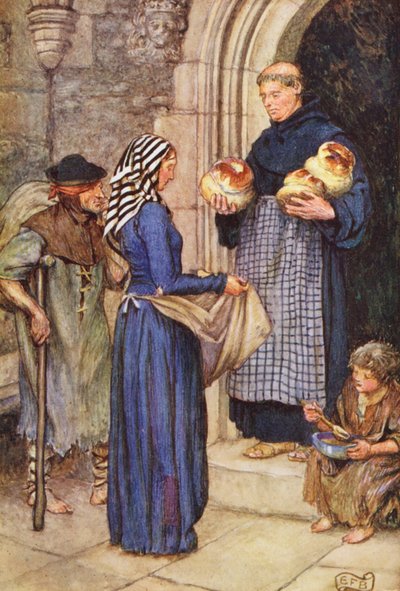 Illustration for The Gathering of Brother Hilarius by Michael Fairless by Eleanor Fortescue Brickdale