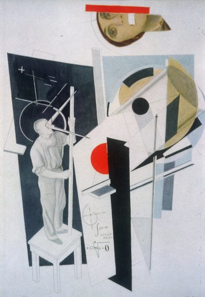 Tatlin at Work. Illustration for the book Six Tales with Easy Endings, by Ilya Ehrenburg by Eliezer Markowich Lissitzky