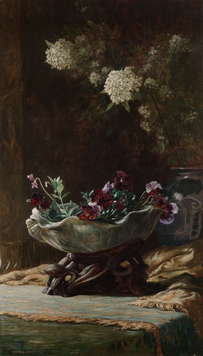 Pansies and Spirea by Elihu Vedder