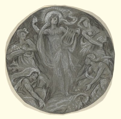 Study for Center Circle of Huntington Ceiling: Apollo and Attendants by Elihu Vedder