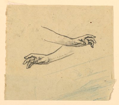 Study of Two Hands Reaching by Elihu Vedder