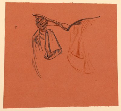 Study for Hands Holding an Open Book with Drapery from Clothing by Elihu Vedder