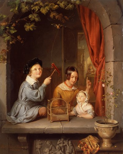 Playing with the Pet Bird by Elisabeth Alida Haanen