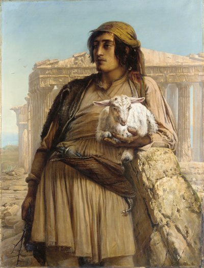 A Shepherd Boy Standing Before the Parthenon by Elisabeth Maria Anna Jerichau Baumann