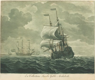 Shipping Scene from the Collection of Jacob Gibbs by Elisha Kirkall after Willem van de Velde the Elder
