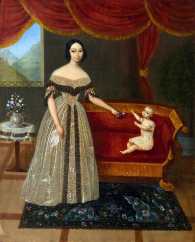 Portrait of Elizaveta Andreevna Yurievich with Son Nikolai by Elizabeta Andreevna Yurievich