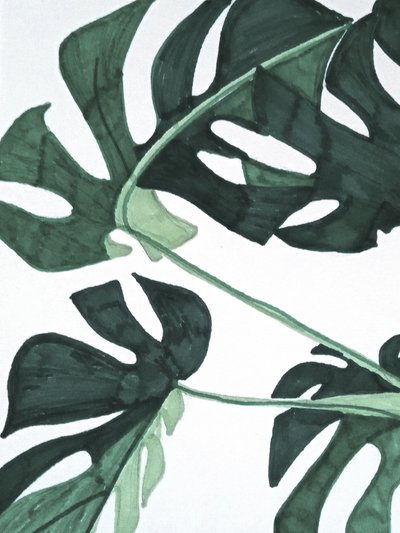 Abstract Green Monstera by Elizabeth C