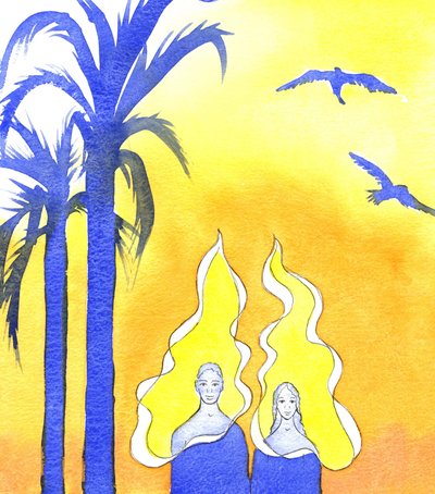 Adam and Eve in the Garden of Eden by Elizabeth Wang