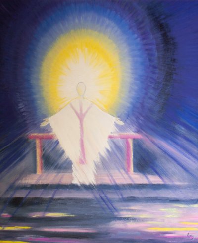After the Consecration at Mass, Jesus Christ, true God and true man, is Present with us in all His Glory, 2000 by Elizabeth Wang