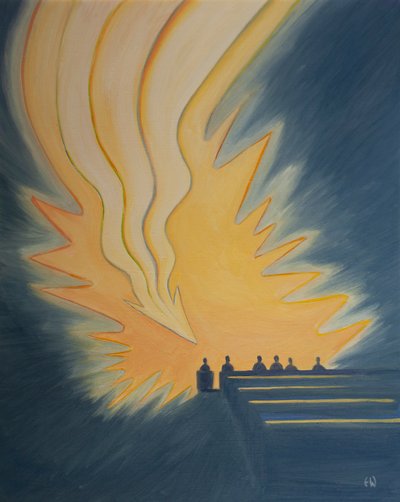 At Holy Communion a great flame, like an arrow, descends upon us as Christ comes to meet us in the power of the Spirit by Elizabeth Wang