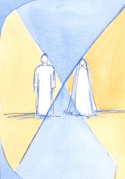 Christ and His Holy Mother are creator and creature, yet Christ, the God-man, "owes" to Mary His human nature, His flesh and blood, 2002 by Elizabeth Wang