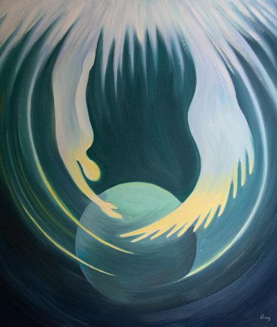 Christ and the Holy Spirit are like two arms from the Father which embrace the Earth by Elizabeth Wang