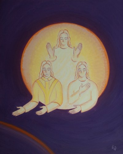 Christ asks how many of us on this earth below truly love the Persons of the Holy Trinity, 2002 by Elizabeth Wang