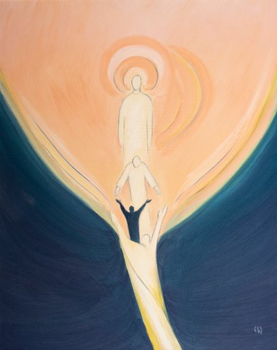 Christ leans from Heaven and draws us, with the power of the Holy Spirit, to the heart of God. by Elizabeth Wang