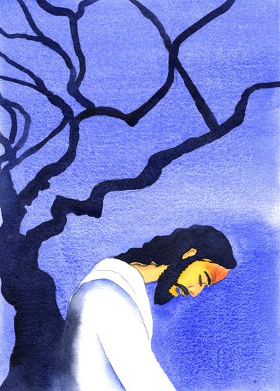 Christ prayed in agony to His Father, in Gethsemane, sweating blood, thinking of the horrors ahead by Elizabeth Wang