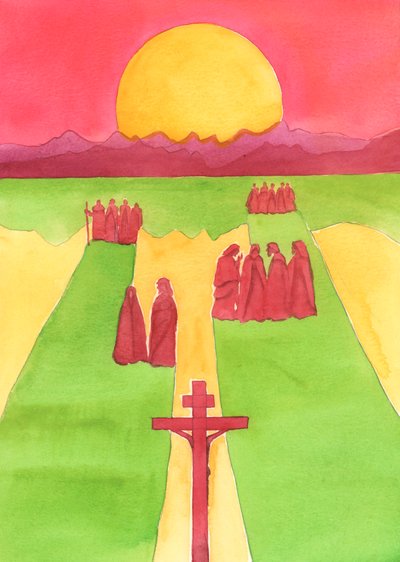 Christ saw, from the Cross, a crowd of onlookers: the puzzled, the curious, the hostile and the sympathetic by Elizabeth Wang