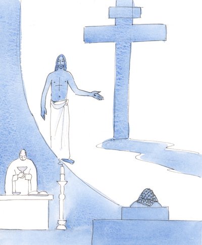 Christ spoke to me at the Consecration, when His Precious Blood was on the altar, 2004 by Elizabeth Wang