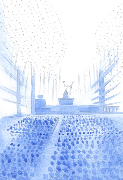 During the Holy Sacrifice of the Mass, Christ pleads with the Father, amidst His people of earth and Heaven by Elizabeth Wang