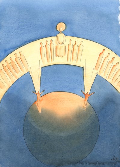 In private prayer we can arise in spirit to be united with the Communion of Saints in Heaven in praise of the Father, through Christ by Elizabeth Wang