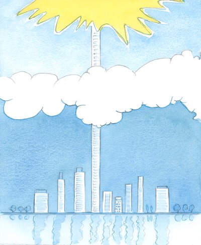 It is through trust in God and obedience to His Church that someone can be brought as if to the top of a building which reaches as far as Heaven, 2003 by Elizabeth Wang