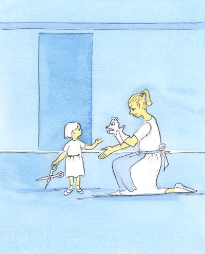 Just as a mother distracts a child with something 