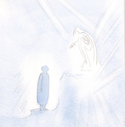 Our Blessed Lady is far above us in grace and holiness, but we must not be afraid to approach Her. by Elizabeth Wang