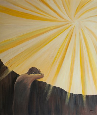 The souls of Purgatory keep themselves at a distance from God, for the moment, because of their shame and sorrow. by Elizabeth Wang