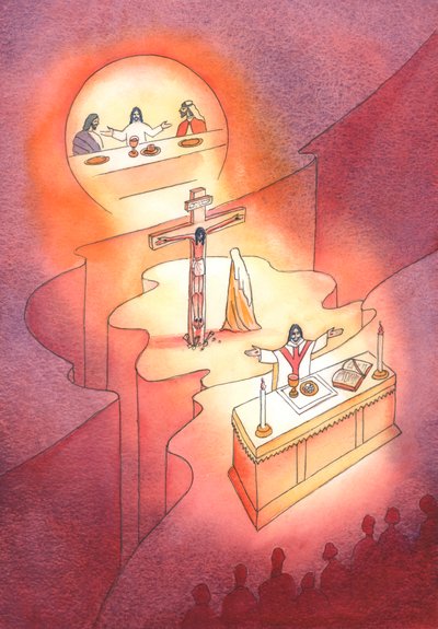 Through the Eucharist, which was instituted at the Last Supper, the Sacrifice of Calvary is re-presented in every generation. by Elizabeth Wang