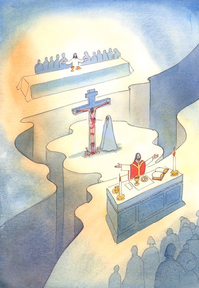 Through the Eucharist, which was instituted at the Last Supper, the Sacrifice of Calvary is re-presented in every generation. by Elizabeth Wang