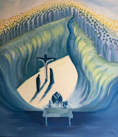 We should look on with awe and reverence as we are united with the Sacrifice of Calvary at Mass by Elizabeth Wang